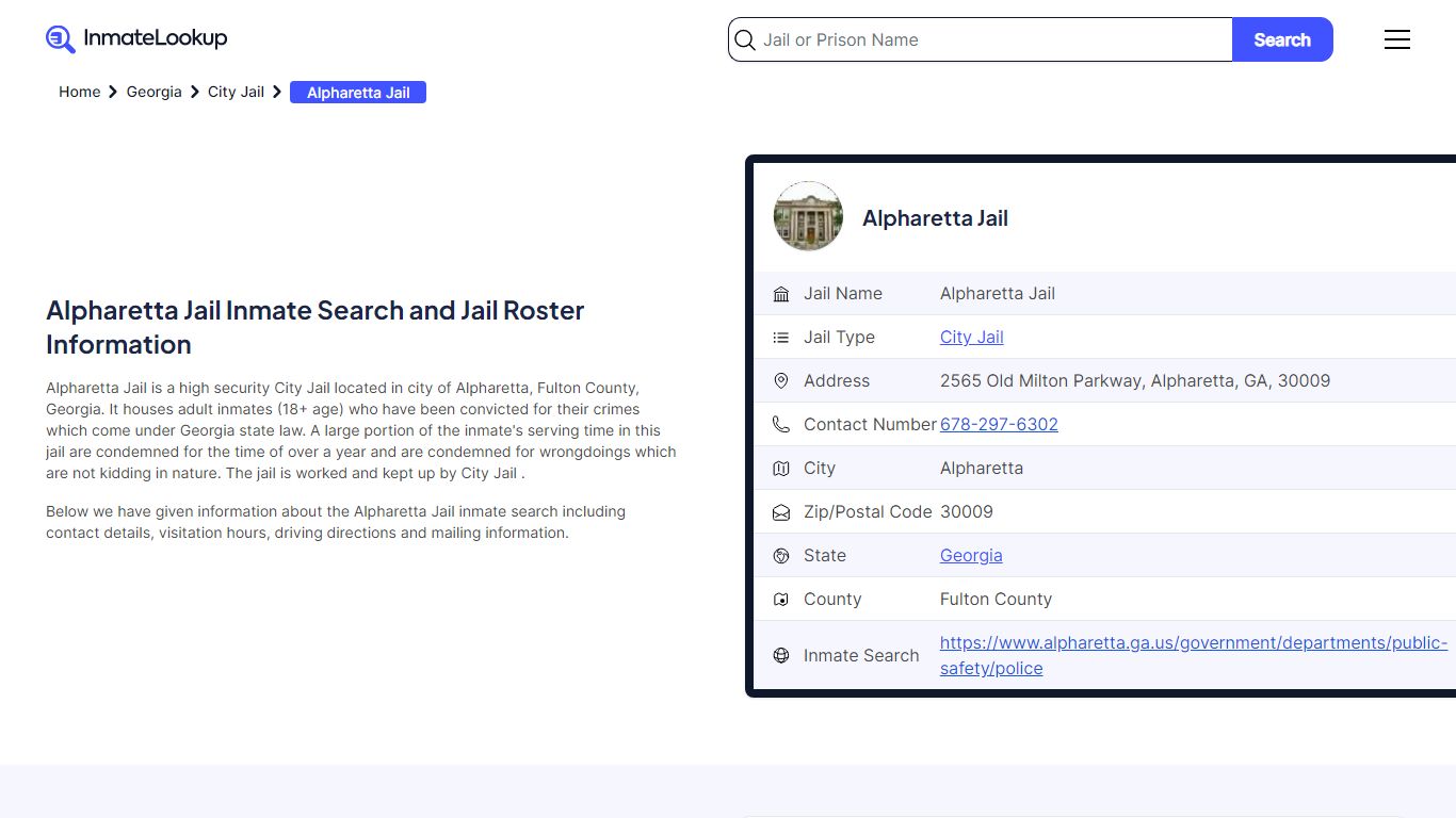 Alpharetta Jail Inmate Search - Alpharetta Georgia - Inmate Lookup